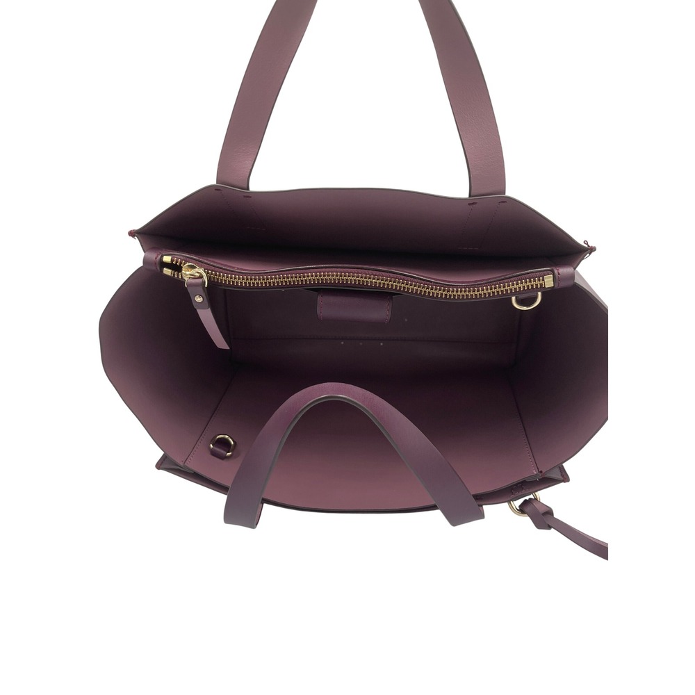 Kate Spade New York Plum Burg Lthr Tote Bag Zipperd Compartment Gold Logo GSVUV9 - Picture 6 of 10